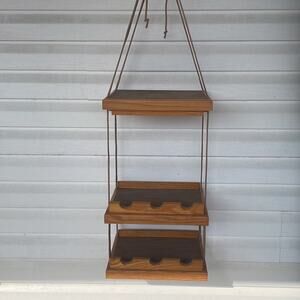 3 Tier Floating Wood Glass & Wine Shelving Unit